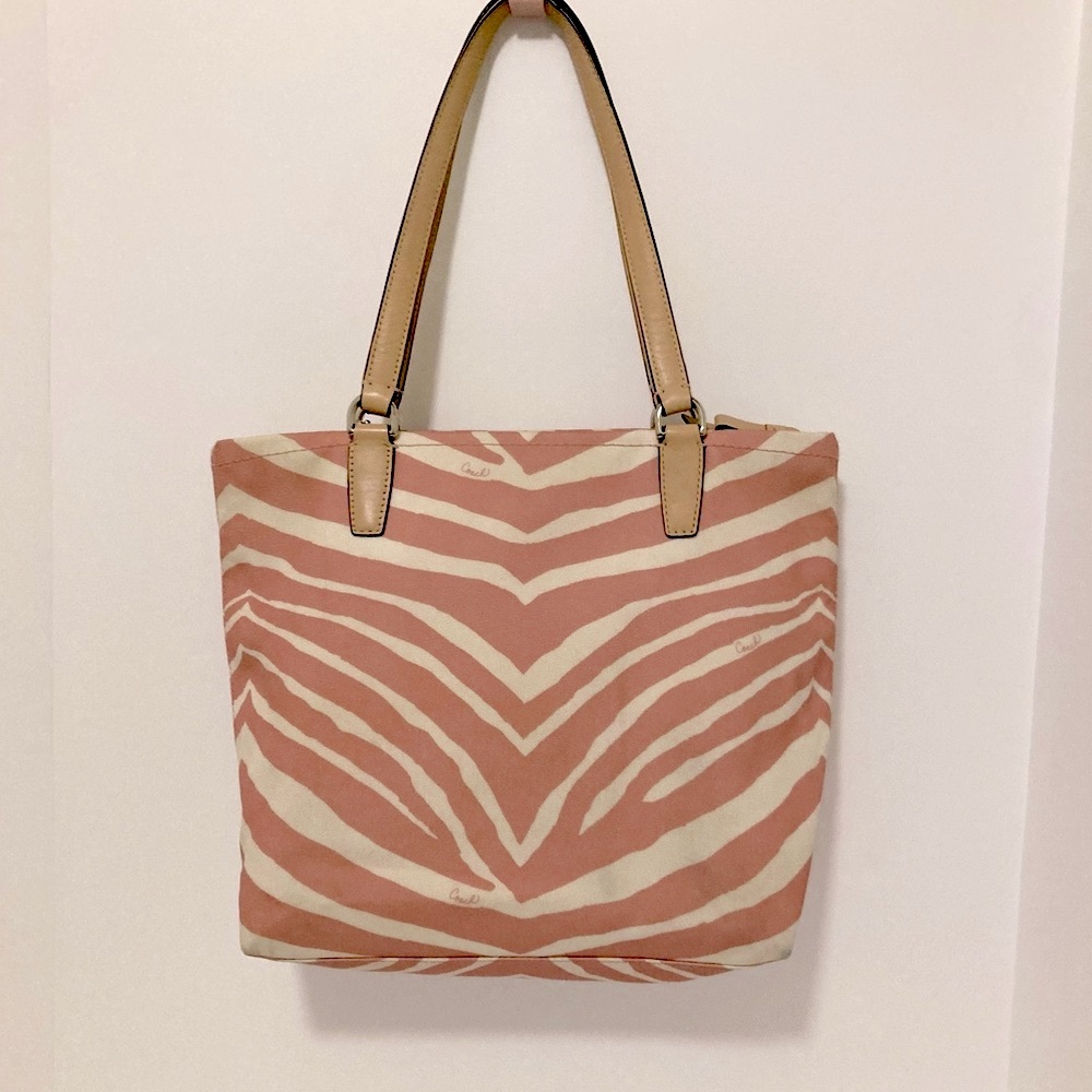 Coach Pink Zebra Print Tote - Picture 4 of 12